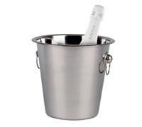 Tradineur - Cubitera champán con asas acero inoxidable 21.5 x 20.7 cm, champanera, cubo metálico para hielo, mantener bebidas frías, acabado mate