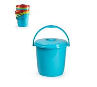 Tradineur - Cubo basura eco con tapa y asa, capacidad 15 litros, fabricado en España, color surtido, 32 x 32 x 33,5 cm Multicolor