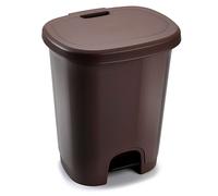 Tradineur - Cubo de basura con pedal - Fabricado en Plástico - Capacidad de 27 Litros - 45 x 38 x 32 cm - Color Wengue. Brown