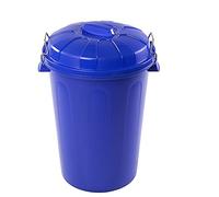 Tradineur - Cubo de Basura con Tapa y Asas metálicas, contenedor de residuos de plástico, Papelera, Reciclaje, Industrial, Fabricado en España (Azul, 100 litros, 57 x 74,5 x 52 cm)