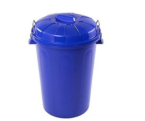 Tradineur - Cubo de Basura con Tapa y Asas metálicas, contenedor de residuos de plástico, Papelera, Reciclaje, Industrial, Fabricado en España (Azul, 100 litros, 57 x 74,5 x 52 cm)