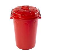 Tradineur - Cubo de Basura de plástico con Asas metálicas, contenedor de residuos, Papelera con Tapa, Reciclaje, Industrial, hogar, Fabricado en España (Rojo, 100 litros, 74,5 x 57 x 52 cm)