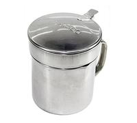 Tradineur - Grasera metálica para pescado con filtro, aceitera con colador para conservación de aceite de acero inoxidable, recipiente para colar aceites - Ø 9 cm