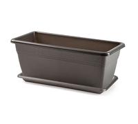 Tradineur - Jardinera con plato terracota - PLFT - Fabricado en Plástico - Macetero apto para Exterior e Interior del hogar - 40 cm - Color Antracita Gray