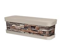 Tradineur - Jardinera de plástico con plato, modelo Piedra, polipropileno, tiesto, macetero, recipiente para plantas, fabricada en España (Beige - 60 cm) Beige