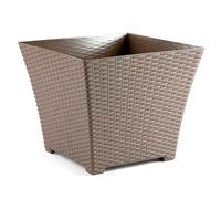 Tradineur - Maceta de plástico cuadrada Rattan, macetero, tiesto, recipiente para plantas, flores, balcón, terraza, jardín, 30,5 x 30,5 x 26 cm, color aleatorio