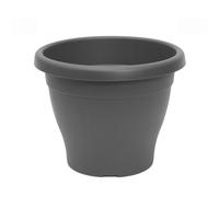Tradineur - Maceta de plástico mediterránea, color gris, diámetro 25 cm, macetero para jardín exterior, terraza, balcón e interior del hogar