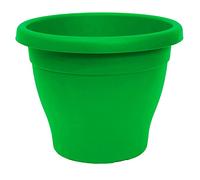 Tradineur - Maceta de plástico Redonda para Plantas y Flores Mediterránea con Orificios Inferiores. Recipiente, macetero para jardín Exterior e Interior del hogar - Color Verde - 35 cm