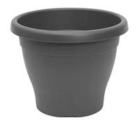 Tradineur - Maceta Redonda Mediterranea - Fabricado en Plástico - Macetero Apto para Exterior e Interior del hogar - Diámetro: 30 cm - Color Antracita
