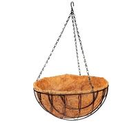 Tradineur - Macetero de coco colgante, cesta, maceta con cadena y gancho para colgar, decoración del hogar, terraza, balcón, patio, jardín, 40 x 17,5 cm