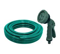 Tradineur - Manguera de riego flexible - 4 capas de protección - Incluye accesorios - Regar, jardín, huerto, coche, labores agrícolas - 20 bares - Ø 12 mm x 30 m Green