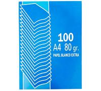 Tradineur - Pack de 100 folios A4, papel de impresión blanco extra, 80 g, apuntes, dibujar, material escolar, oficina, 29,7 x 21 cm White