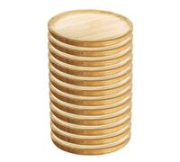 Tradineur - Pack de 12 Platos de Madera Especial para Pulpo, de 17,8 cm de diámetro, para el hogar o hostelería. Set de 12 recipientes para Servir Comida, para Carnes, Embutidos, quesos...