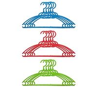 Tradineur - Pack de 15 Perchas de plástico, Enganche, Abertura y Marcas antideslizamiento - 39,5 x 23 cm (Armoni Colores Surtidos)