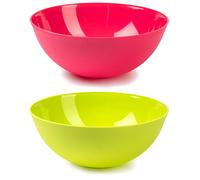 Tradineur - Pack de 2 Boles redondos de 2500 ML - Fabricado en plástico - Apto para Microonda, Lavavajillas y congelado - Ø 25 x 10 cm - Color Aleatorio Multicolor