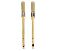 Tradineur - Pack de 2 brochas redondas para pintar, Nº 2, mango de madera y cerdas de fibra suave, uso universal, esmaltar, barnizar, retocar - Ø 13 mm Multicolor
