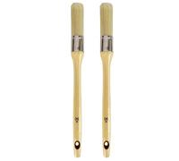 Tradineur - Pack de 2 brochas redondas para pintar, Nº 6, mango de madera y cerdas de fibra suave, uso universal, esmaltar, barnizar, retocar - Ø 18 mm