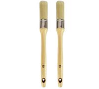 Tradineur - Pack de 2 brochas redondas para pintar, Nº 8, mango de madera y cerdas de fibra suave, uso universal, esmaltar, barnizar, retocar - Ø 21 mm Multicolor