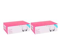 Tradineur - Pack de 2 Cajas de 6 Vasos Modelo Lune - Capacidad: 325 ml - Fabricado en Vidrio Resistente - Apto para lavavajillas - Tamaño Aprox: Ø 7,5 x 8,5 cm - 12 Uds Totales