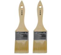 Tradineur - Pack de 2 paletinas para pintar, Nº 24, brocha plana, mango de madera y cerdas de fibra suave, uso universal, esmaltar, barnizar, retocar - 50 mm Multicolor