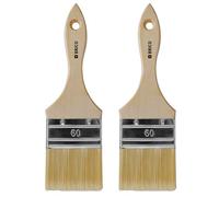 Tradineur - Pack de 2 paletinas para pintar, Nº 30, brocha plana, mango de madera y cerdas de fibra suave, uso universal, esmaltar, barnizar, retocar - 60 mm Multicolor