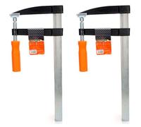 Tradineur - Pack de 2 sargentos de tornillo, abrazadera de barra, acero y plástico, gran fuerza de sujeción, herramienta para carpintería, fijación de madera, tableros - 120 x 300 mm