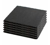 Tradineur - Pack de 6 Bandejas cuadradas de Pizarra - Platos para hostelería, Servicio y degustación - Canto rústico - Tabla de Piedra Natural para Servir Aperitivos - 25 x 25 cm