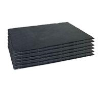 Tradineur - Pack de 6 Bandejas Rectangular de Pizarra - Plato para hostelería, Servicio y degustación - Canto rústico - Tabla de Piedra Natural para Servir Aperitivos - 40 x 20 cm