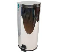 Tradineur - Papelera con Apertura de Pedal - Fabricado en Acero Inoxidable - Capacidad de 30 litros - Ideal para cocinas, oficinas, Habitaciones, etc. - Ø 29 x 65 cm