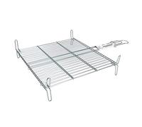 Tradineur - Parrilla Doble para Barbacoa de Acero zincado, Color Plata, 50 x 50 cm