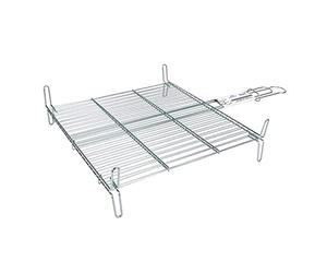 Tradineur - Parrilla Doble para Barbacoa de Acero zincado, Color Plata, 50 x 50 cm