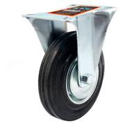 Tradineur - Rueda fija para muebles, goma y hierro, incluye placa de montaje, rueda de transporte para cargas pesadas, industrial, peso máx. 70 kg, Ø 125 mm