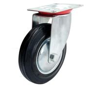 Tradineur - Rueda giratoria para muebles, goma y hierro, incluye placa de montaje, rueda de transporte para cargas pesadas, industrial, peso máx. 150 kg, Ø 160 mm