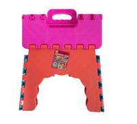 Tradineur - Taburete plegable de plástico para niños/as, ideal para casa, parque o playa. Asiento de plástico infantil con colores divertidos, 29 x 16 cm, color aleatorio Multicolor