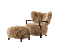 &Tradition Butaca Lounge Wulff Lounge Chair ATD2 incl. puf ATD3 Nogal tratado-Sheepskin honey