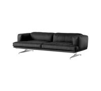 &Tradition Sofá Inland AV23 3 plazas Cuero negro Noble-polished alu