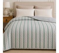 TRAMAS+ Colcha Bouti Estampada para Cama, Cubrecamas Ligero de Primavera y Verano - Cama de 90 (180x270) - Raya Olmara Verde Keike