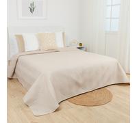 TRAMAS+ Colcha Bouti Lisa para Cama de Primavera y Verano, Cubrecamas de Colores Lisos para Habitación Moderna y Juvenil Sand beige Bed 135-150cm