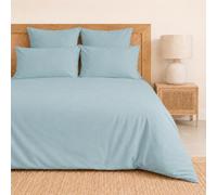 TRAMAS+ Juego de funda nórdica de plaza y media 220 x 220 cm, 100% algodón, funda nórdica y 2 fundas de almohada de 55 x 80 cm, certificado STANDARD 100 by OEKO-TEX - Azul agua