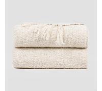 TRAMAS+ Manta Plaid Nudos Sofá y Cama - Confort y Elegancia en tu Hogar (120x190cm) - Blanco Natural