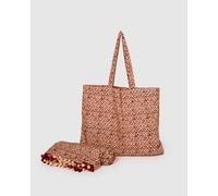 TRAMAS+ Set Toalla Pareo y Bolso a Juego, Toalla de Playa, Bolso con Estampado, Ideal para Verano, Playa, Piscina y Vacaciones - Bosco, Buganvilla