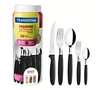 Tramontina Juego de Cubiertos de Acero Inoxidable Ipanema Color Negro 30 piezas