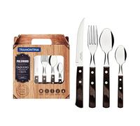 Tramontina – Juego de cubiertos Polywood – Acero inoxidable, mangos de madera – 24 piezas