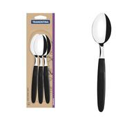 Tramontina Juego de Cucharas de Mesa de acero inoxidable color Negro, 3 Piezas, Ipanema