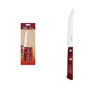 Tramontina - Juego de Cuchillos Churrasco, para Asado, en Acero Inoxidable y Mangos de Madera Polywood en Color Rojo, Cubiertos con Remaches de Aluminio, 6 Piezas, Tamaño de 5"
