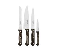 Tramontina Juego de Cuchillos con Hojas de Acero Inoxidable y Mangos de Madera Tratada 4 Piezas Polywood Castaño