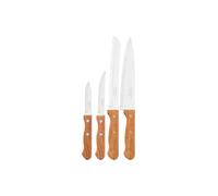 Tramontina - Juego de Cuchillos Dynamic, para Comida, en Acero Inoxidable y Mangos de Madera Natural, Utensilios con Remaches de Aluminio, 4 Piezas