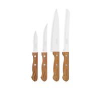 Tramontina - Juego de Cuchillos Dynamic, para Comida, en Acero Inoxidable y Mangos de Madera Natural, Utensilios con Remaches de Aluminio, 4 Piezas