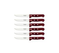 Tramontina Juego de Cuchillos para carne/BBQ Jumbo en Acero Inoxidable con Mangos en Madera Tratada Polywood Rojo 6 piezas