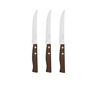 Tramontina Juego de Cuchillos para Carne en Acero Inoxidable y Mangos de Madera Certificada 3 piezas